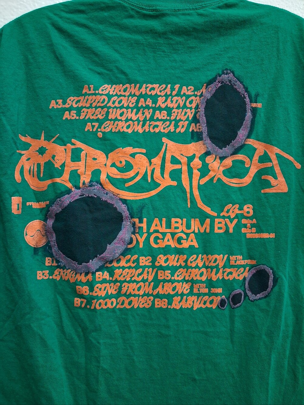 Lady Gaga Chromatica Album T Shirt Mens Size Medium Green Concert Tour Tee